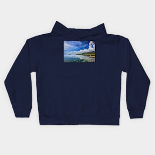 Waiting for the fishing boat at Trichonis lake Kids Hoodie